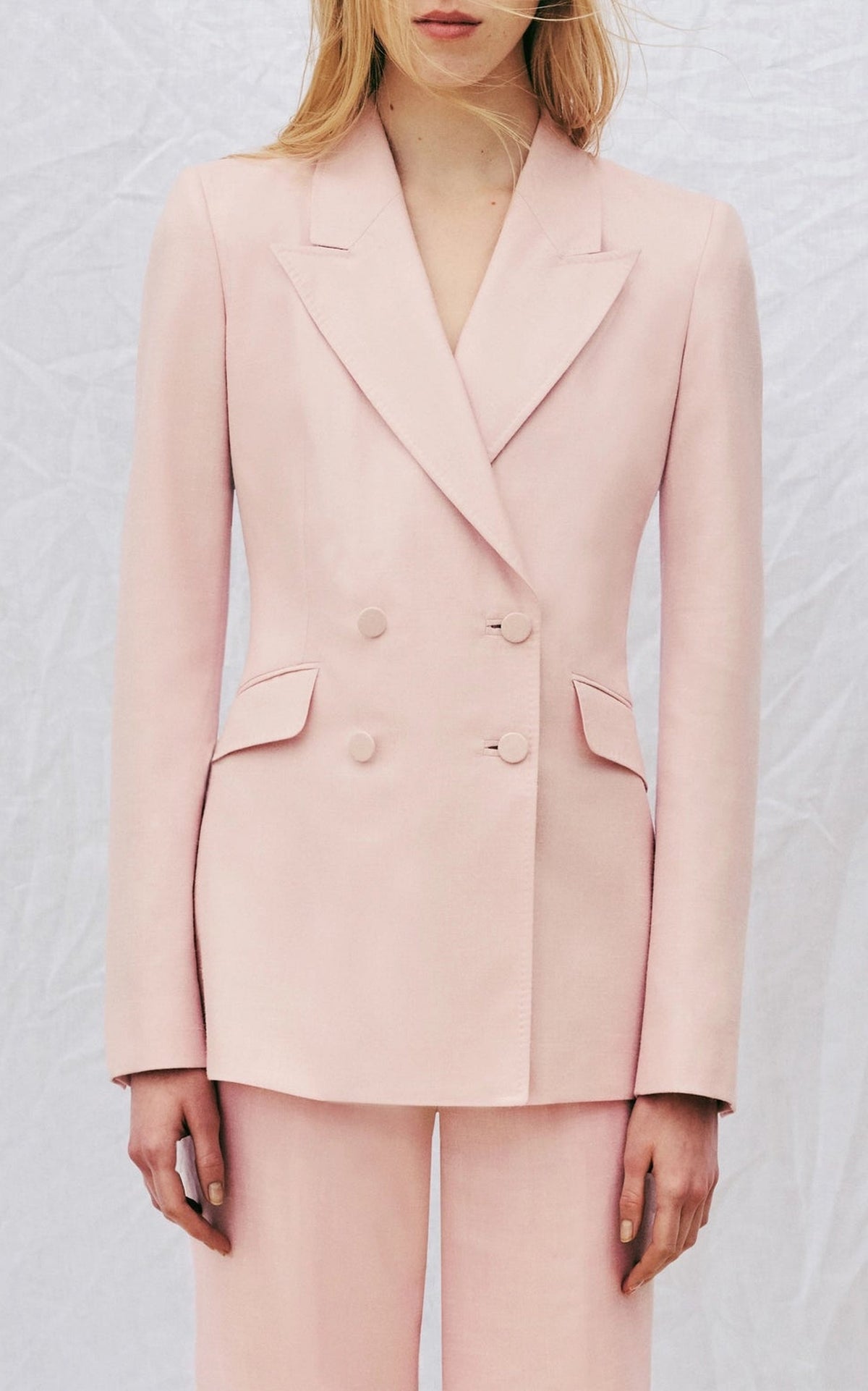 Stephanie Blazer en rose poudré sergé flammé drap de costume