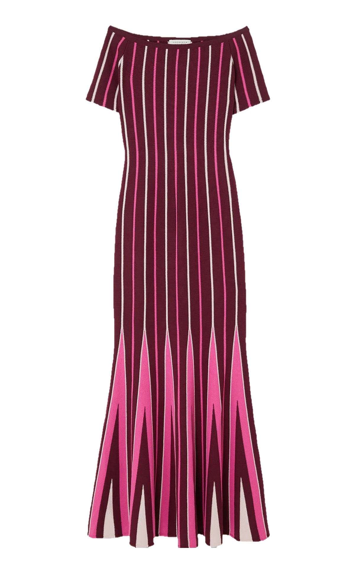 Medea Stripe Dress en lie de vin multicolore antilope mérinos fil
