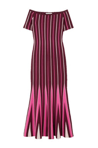 Windsor Wine Multi / Robe rayée Medea en laine - Windsor Wine Multi