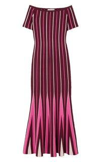 Windsor Wine Multi / Robe rayée Medea en laine - Windsor Wine Multi