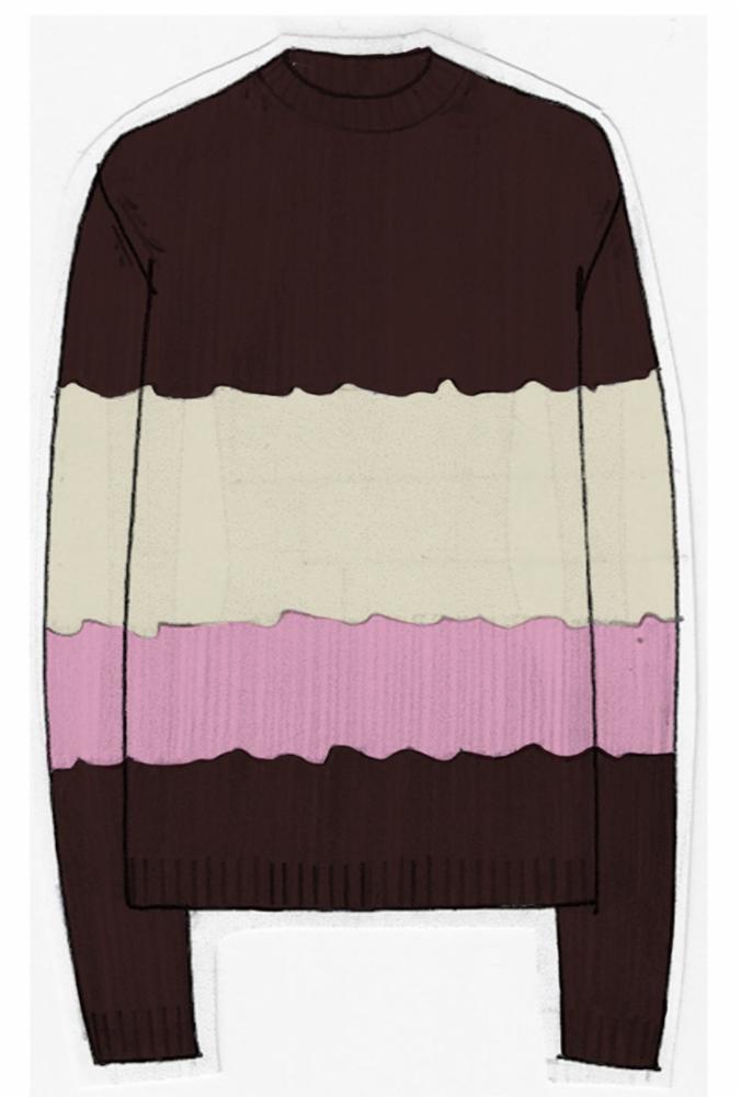 Ivory & Blush & Bordeaux / Sweat Lawrence en cachemire - Ivory & Blush & Bordeaux