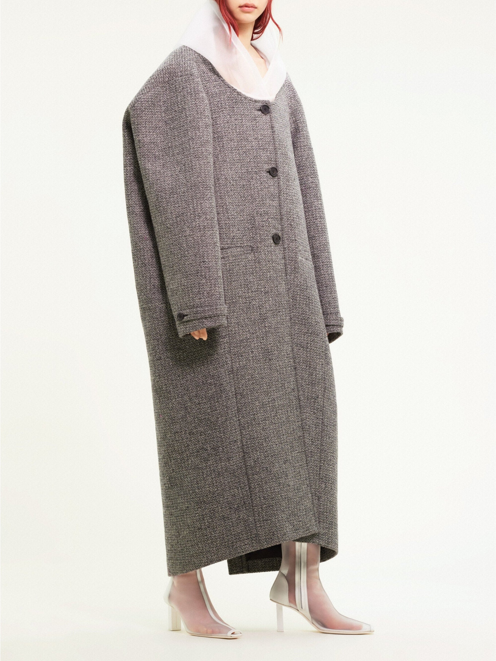 25pcs RELIQUAT 790€ / Manteau cocoon en laine caviar - Black & White