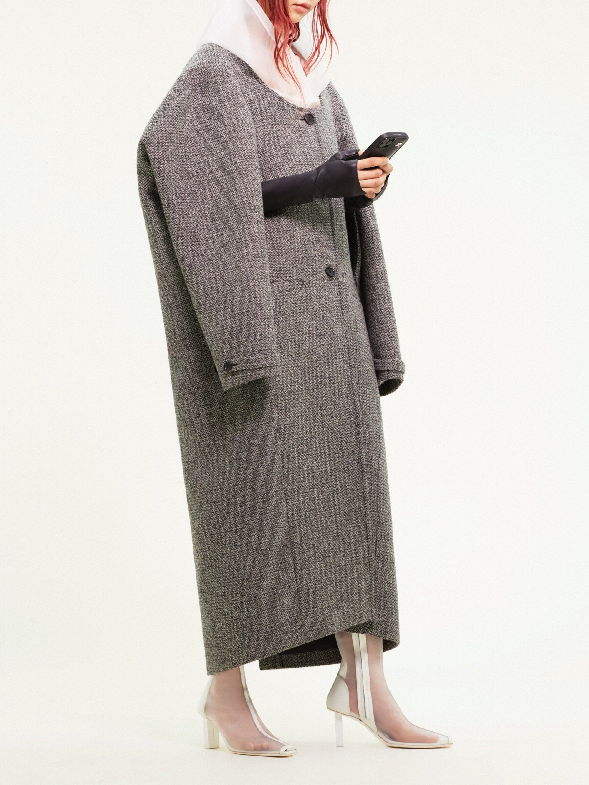 25pcs RELIQUAT 790€ / Manteau cocoon en laine caviar - Black & White