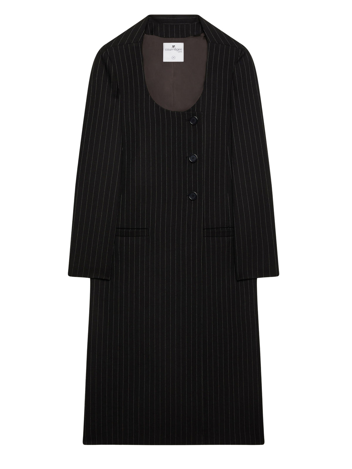 Manteau droit en laine - Black & White