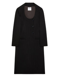 Manteau droit en laine - Black & White