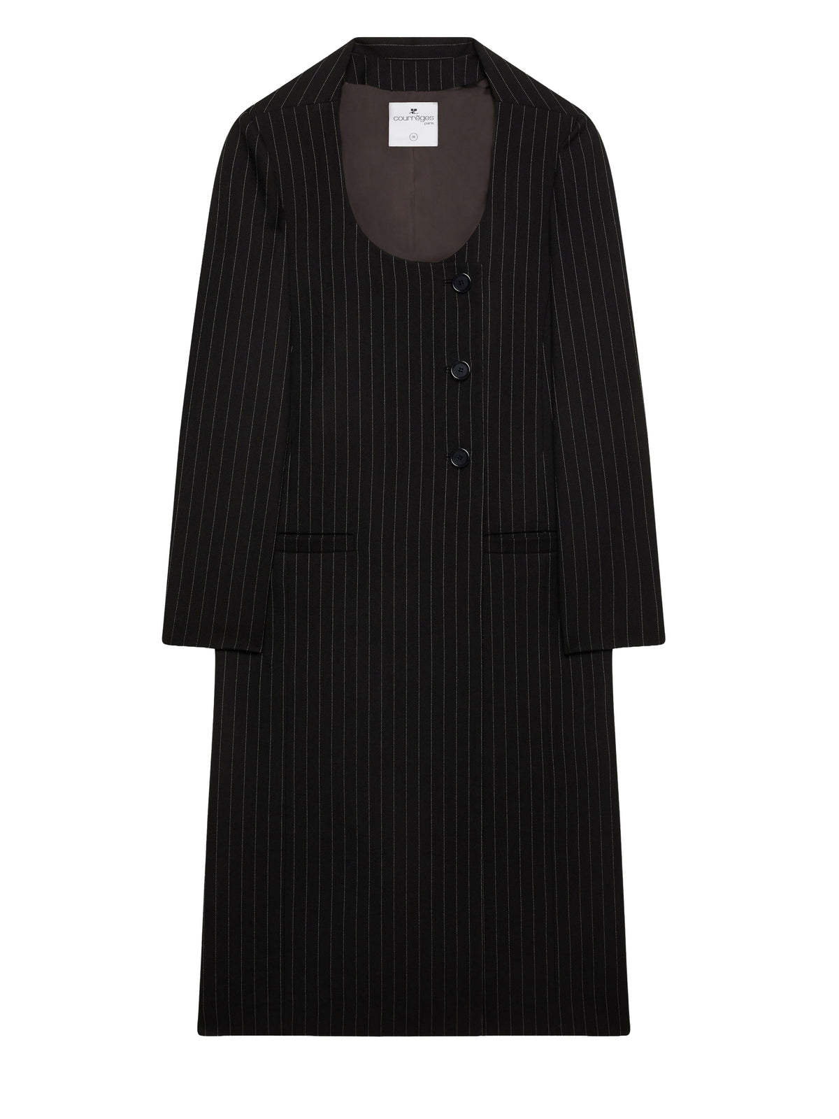 Manteau droit en laine - Black & White