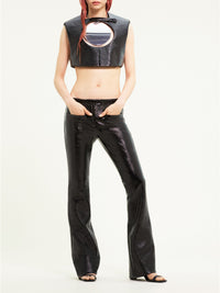 11pcs NEW / CROP TOP HOLISTIQUE SANS MANCHES VINYLE - Black