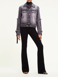 Blouson multi-sangles en denim - Stonewashed Grey
