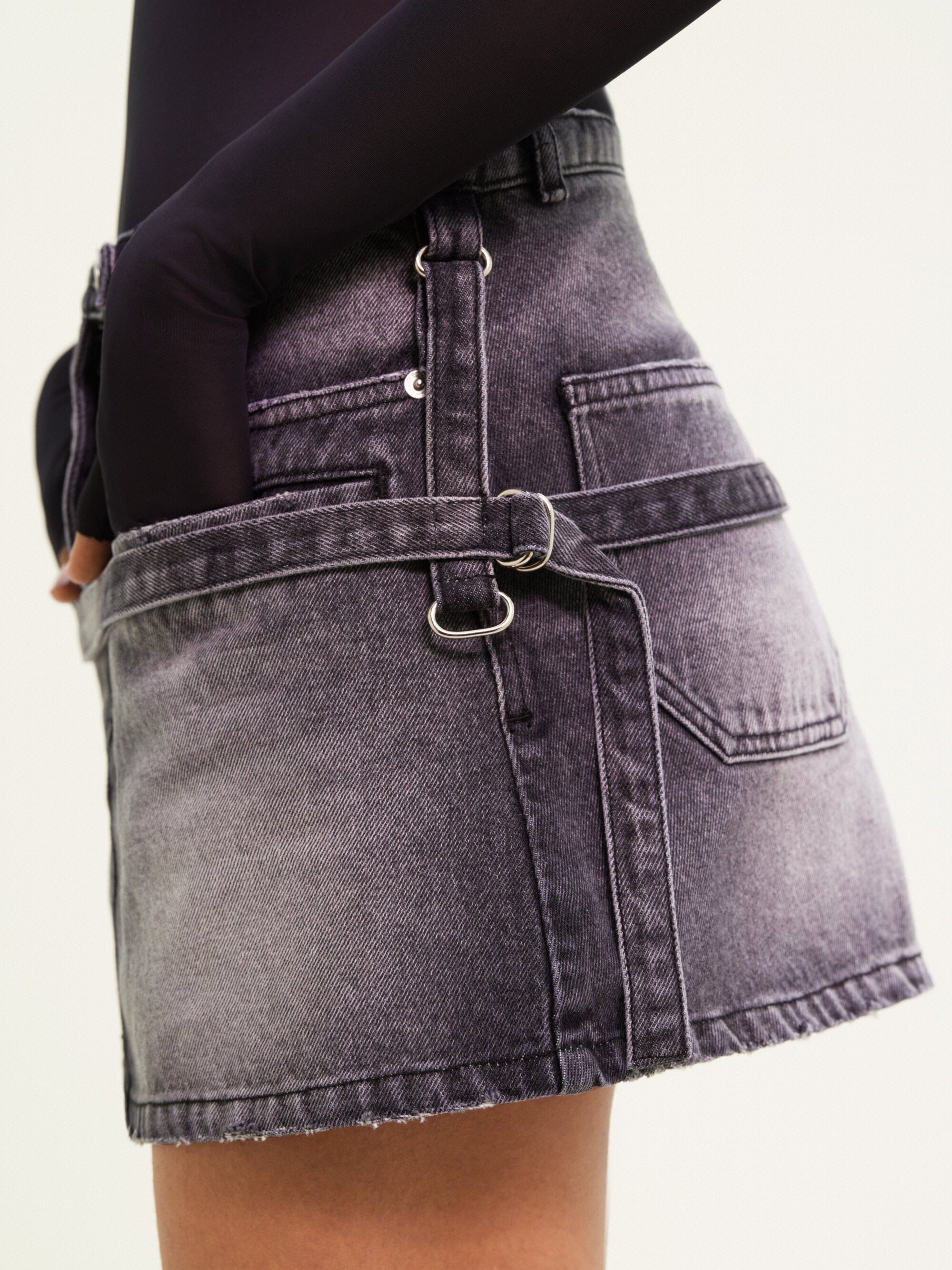 9pcs RELIQUAT 120€ / Jupe one strap en denim - Stonewashed grey