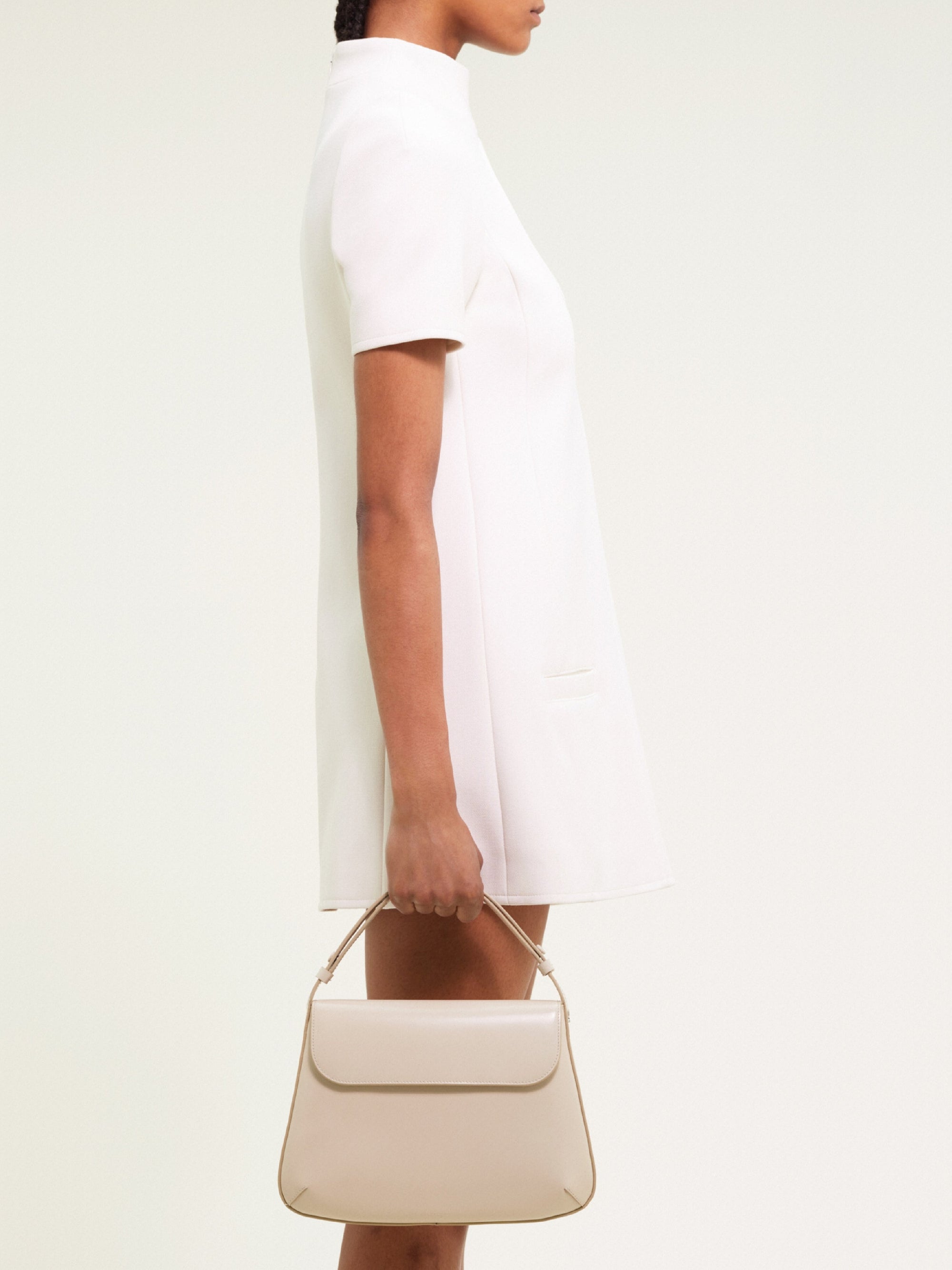 2pcs NEW / MEDIUM SLEEK LEATHER BAG - Oatmeal