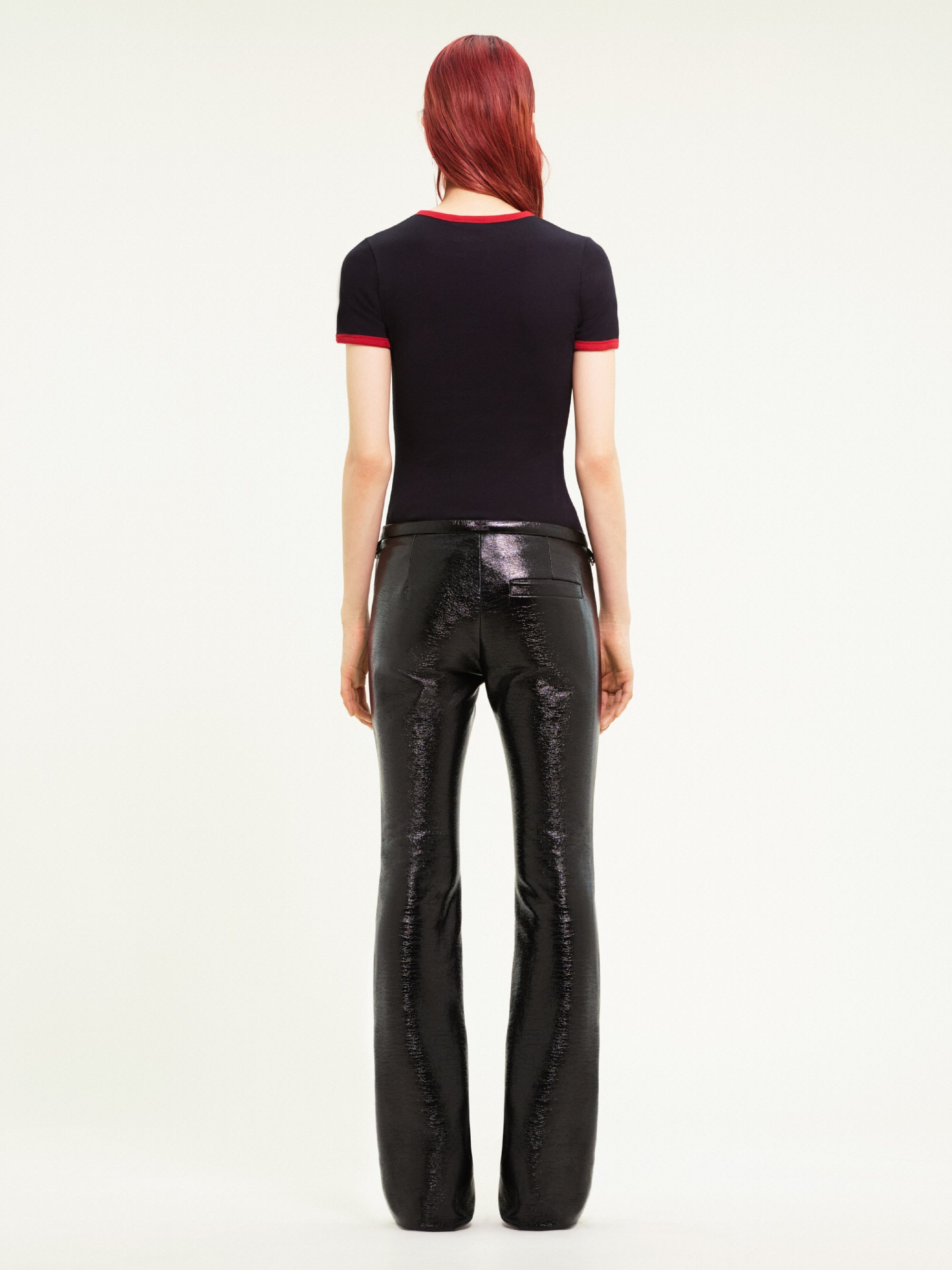 32pcs NEW / T-SHIRT ROND CONTRAST  - Black & Ruby