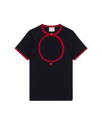 32pcs NEW / T-SHIRT ROND CONTRAST  - Black & Ruby
