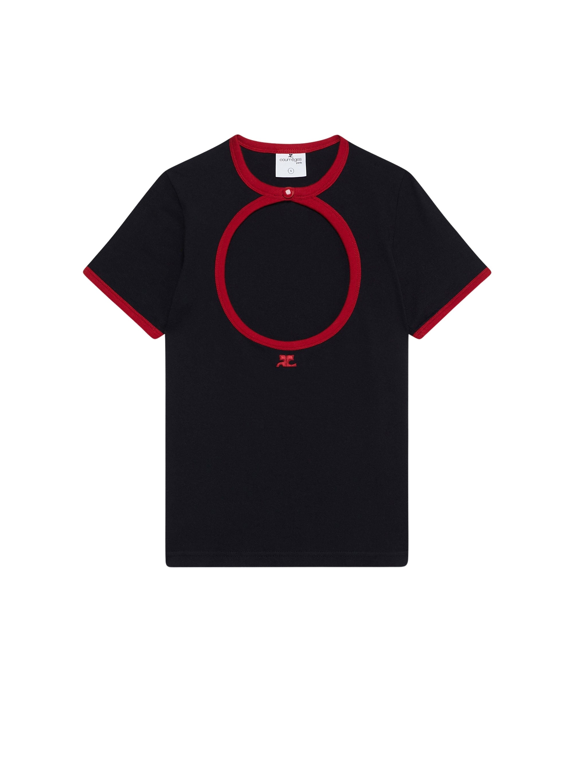 32pcs NEW / T-SHIRT ROND CONTRAST  - Black & Ruby
