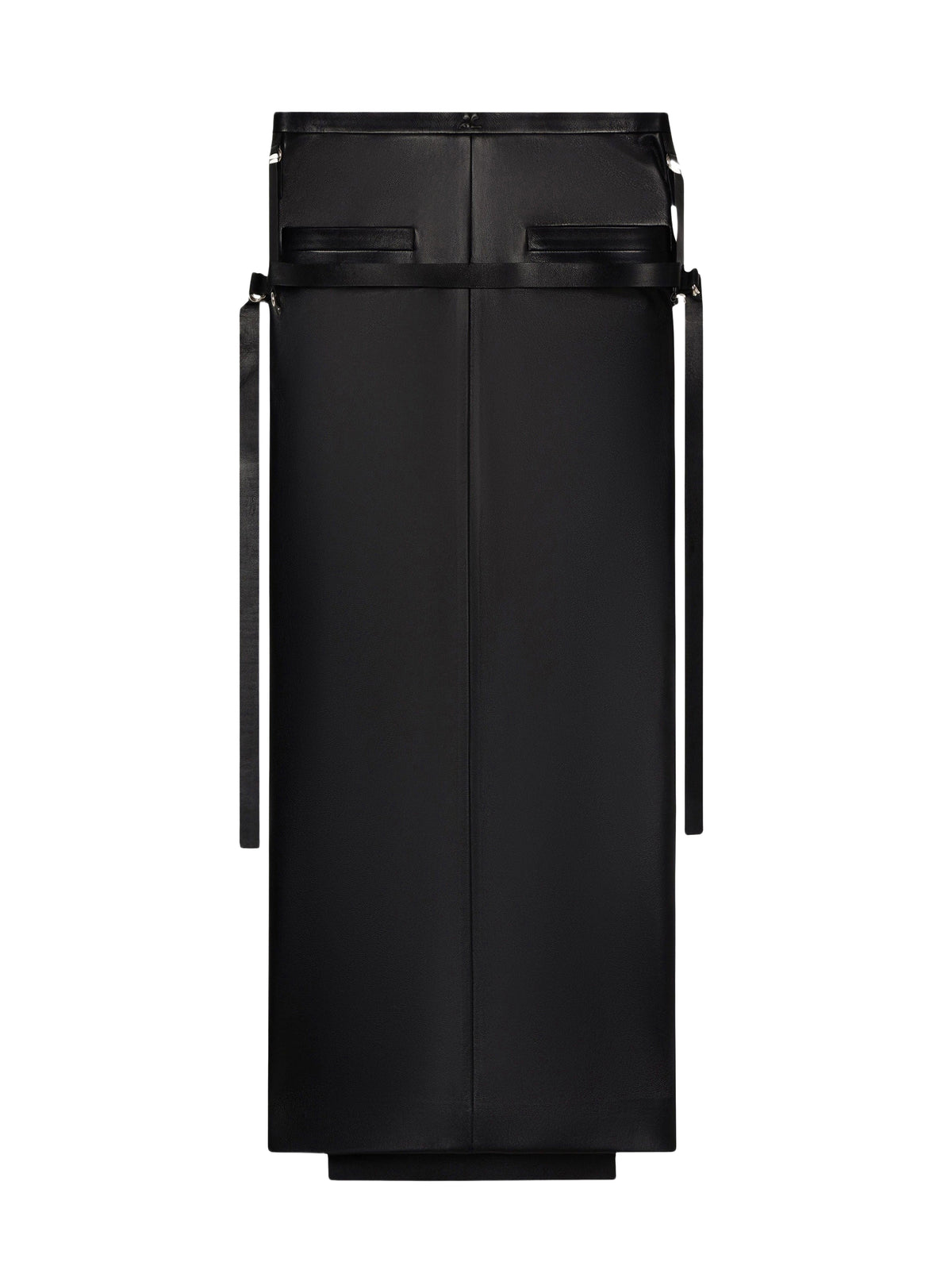 Strap leather midi skirt - Black