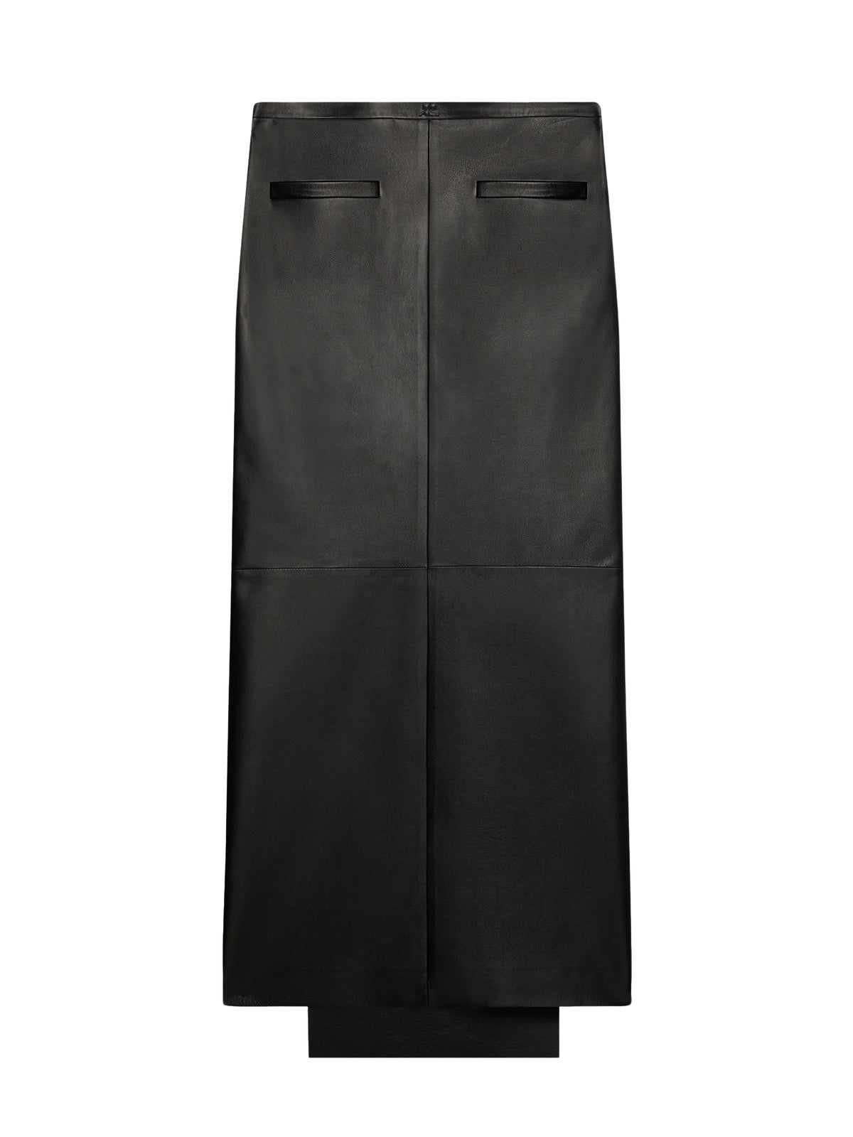 Long skirt with leather inserts at the back - Black
