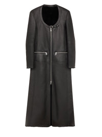 Manteau long Holistic en peau lainée - Black