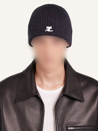 21pcs RELIQUAT 65€ / Chapeau AC logo en maille côtelé en laine - Black