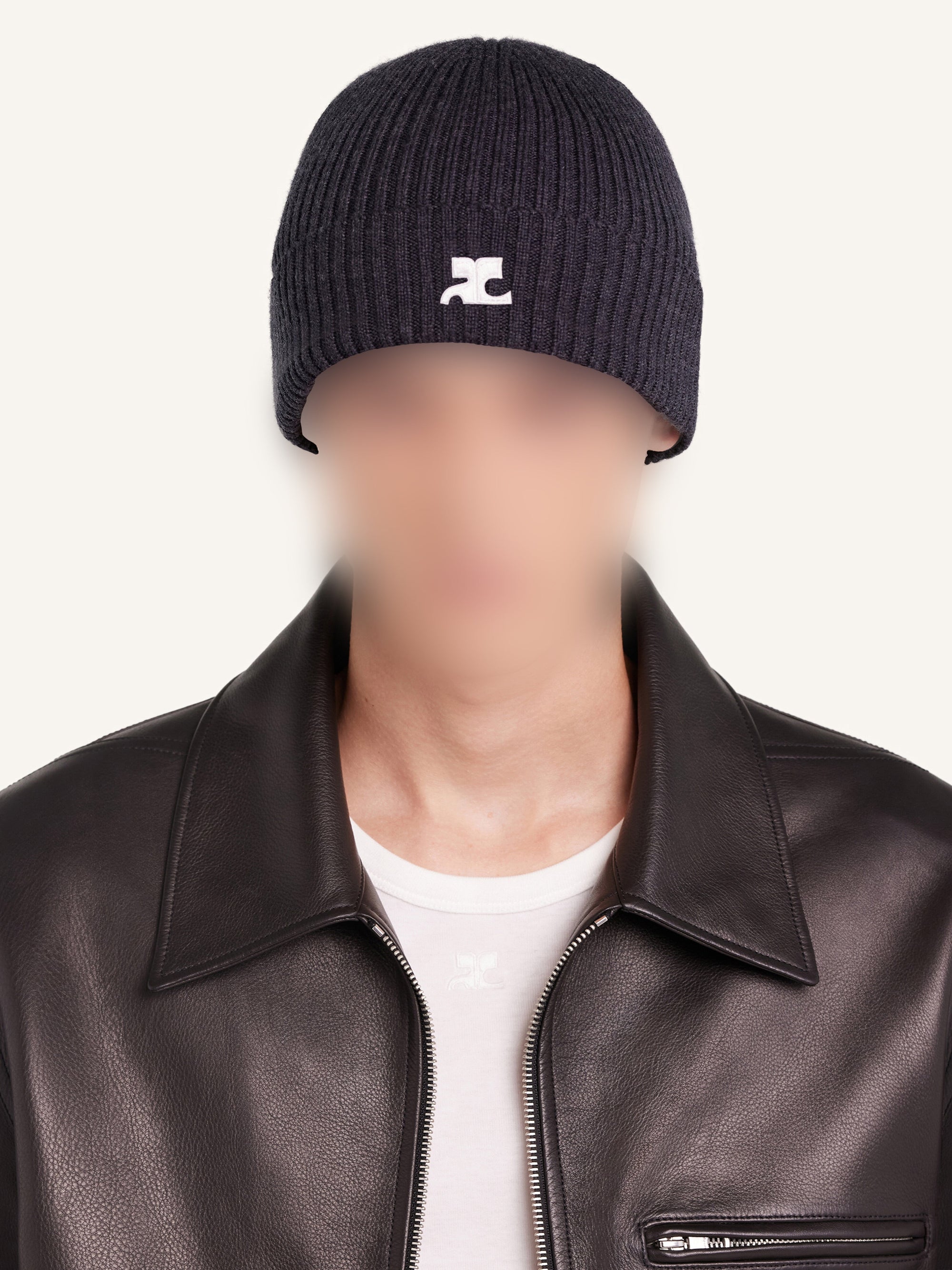 21pcs RELIQUAT 65€ / Chapeau AC logo en maille côtelé en laine - Black