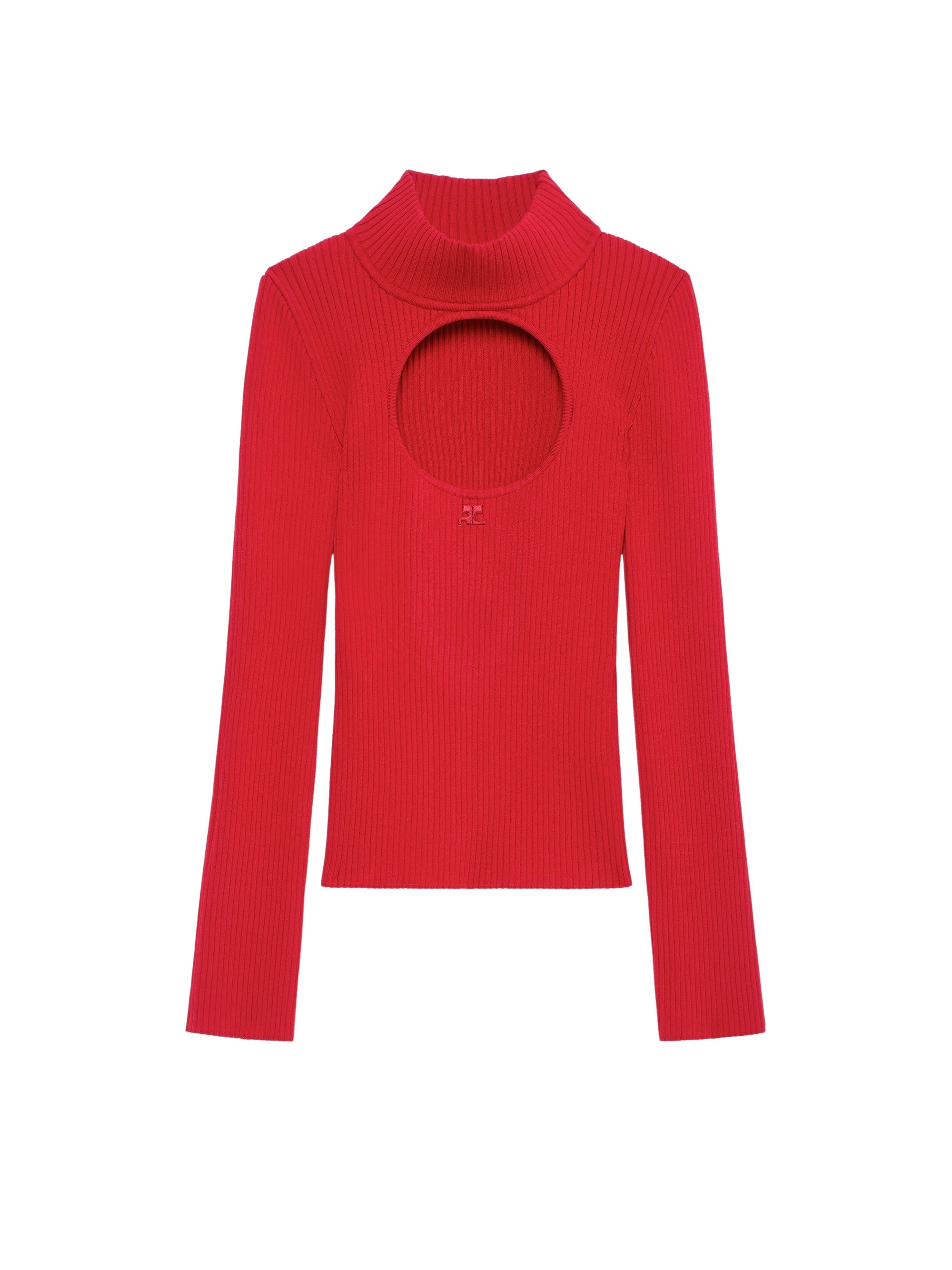 8pcs RELIQUAT 120€ / Pull circle à col roulé en maille côtelé - Groseille foncé