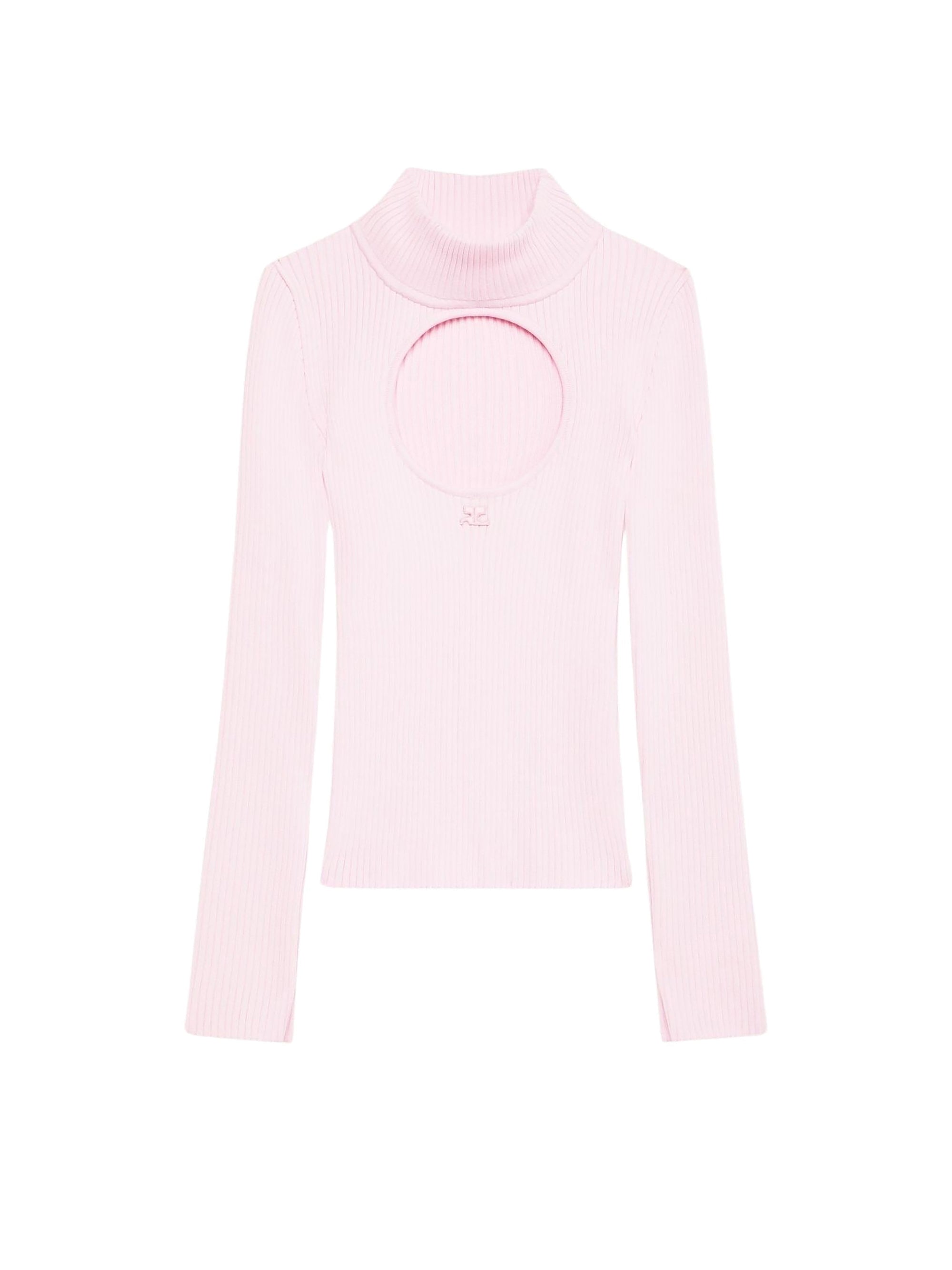 40pcs RELIQUAT 120€ / Pull circle à col roulé en maille côtelé - Powder pink