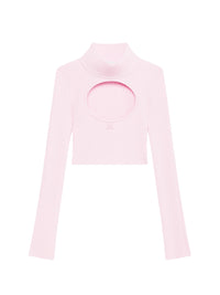 79pcs RELIQUAT 120€ / Pull circle à col roulé en maille côtelé - Powder pink