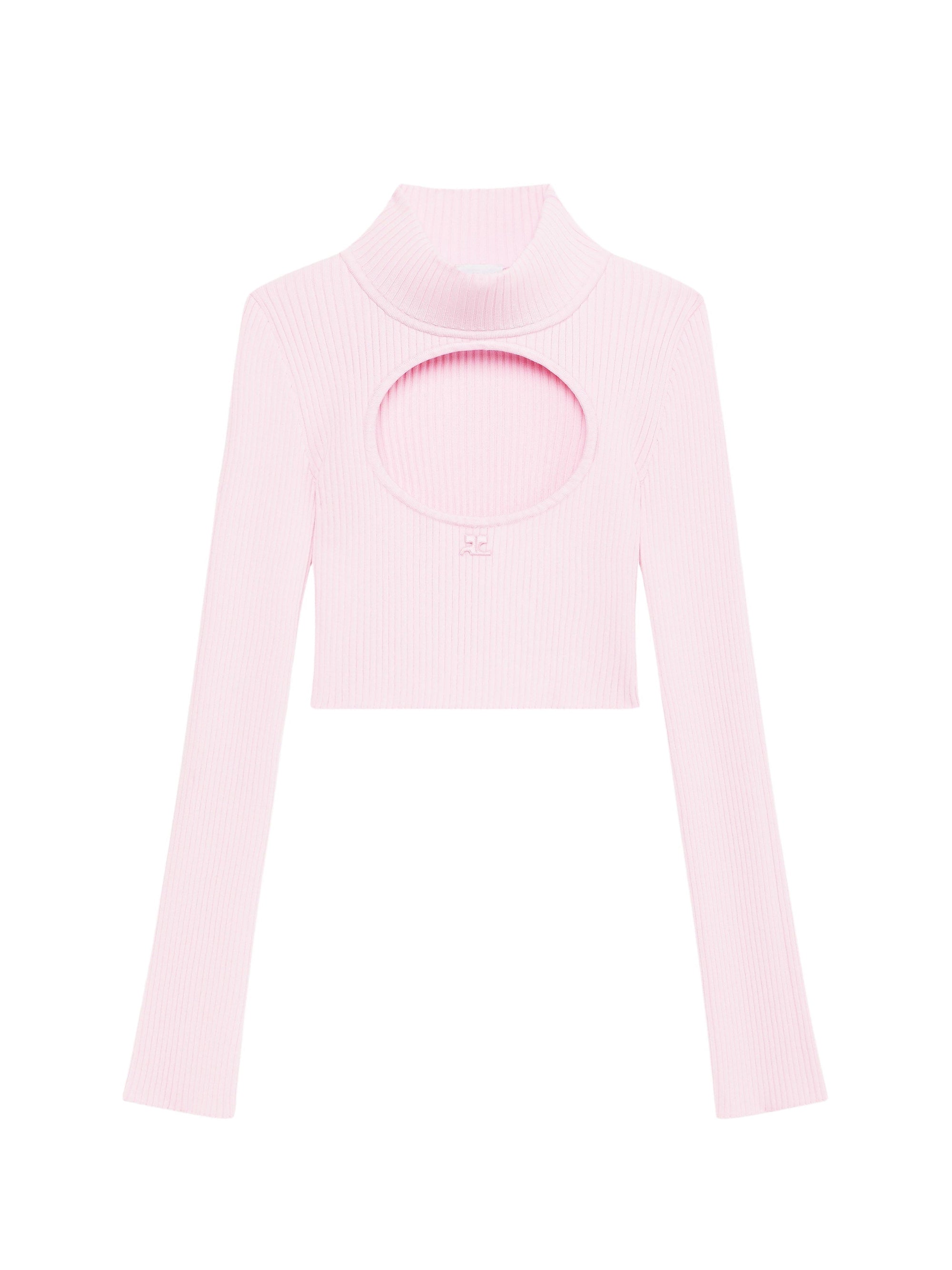 79pcs RELIQUAT 120€ / Pull circle à col roulé en maille côtelé - Powder pink