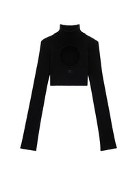 56pcs RELIQUAT 120€ / Pull circle à col roulé en maille côtelé - Black