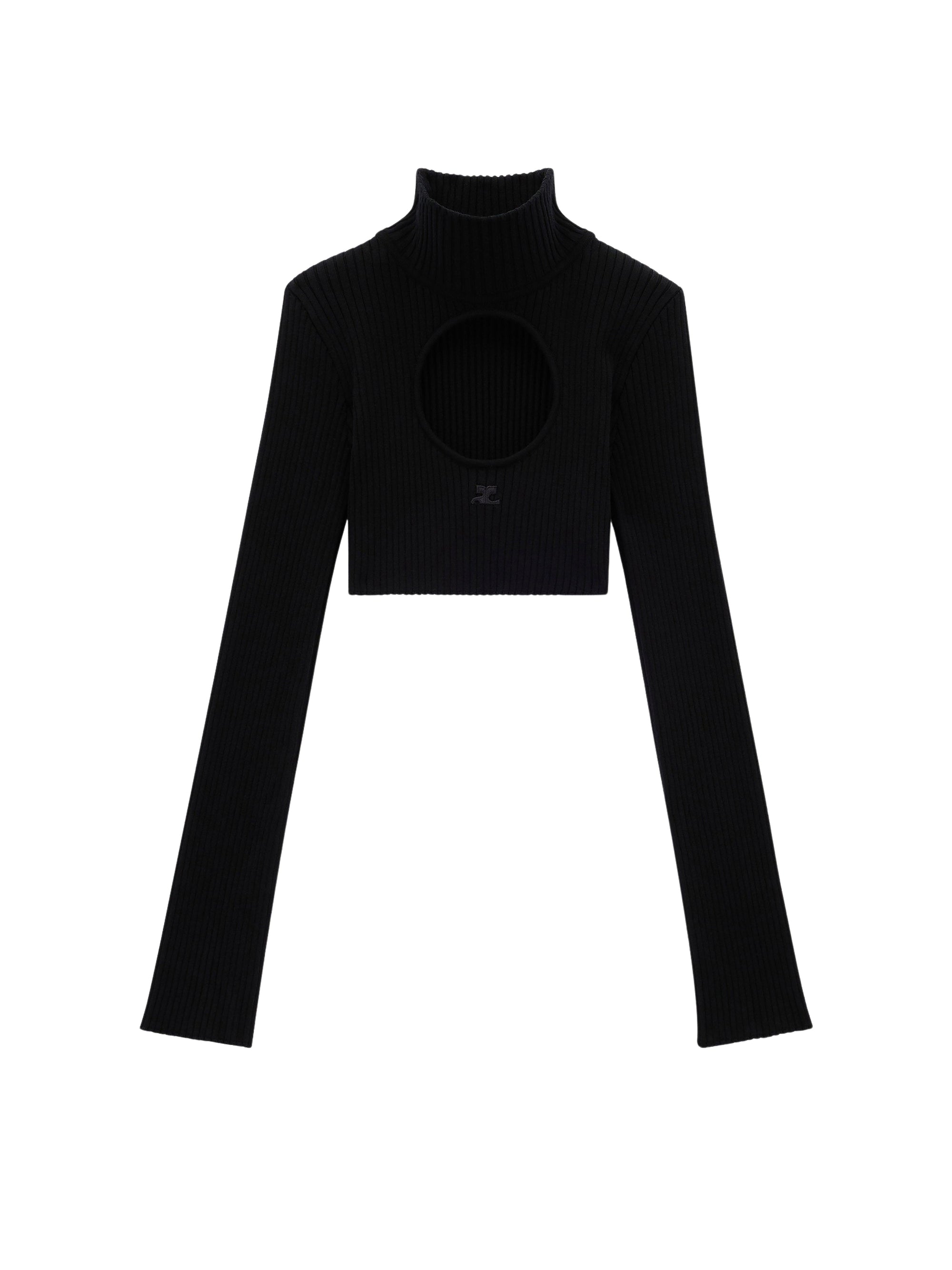 56pcs RELIQUAT 120€ / Pull circle à col roulé en maille côtelé - Black