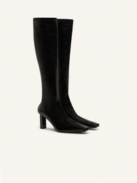 71pcs NEW / BOOTS WITH AC BATON HEEL IN STRETCH VINYL - Black