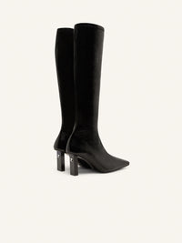 71pcs NEW / BOOTS WITH AC BATON HEEL IN STRETCH VINYL - Black