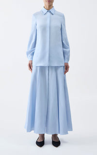 Delmer Top en bleu clair lin d’aloès popeline de chemise