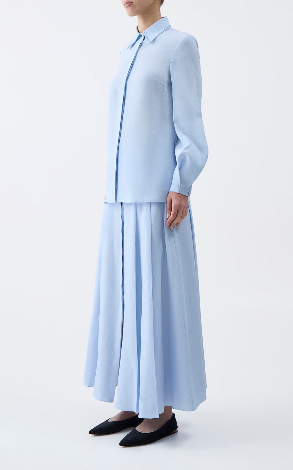 Delmer Top en bleu clair lin d’aloès popeline de chemise