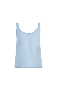 Muriel Tank en stone bleu laine soie hopsack drap de costume