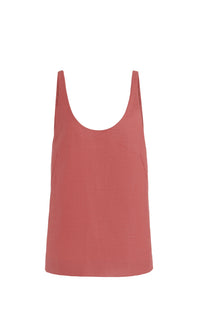 Muriel Tank en watermelon laine soie hopsack drap de costume