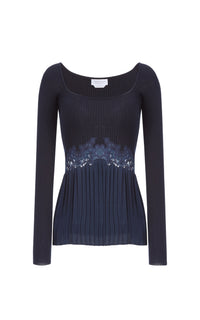 Navy / Top Fini en soie - Navy