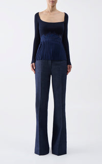 Navy / Top Fini en soie - Navy