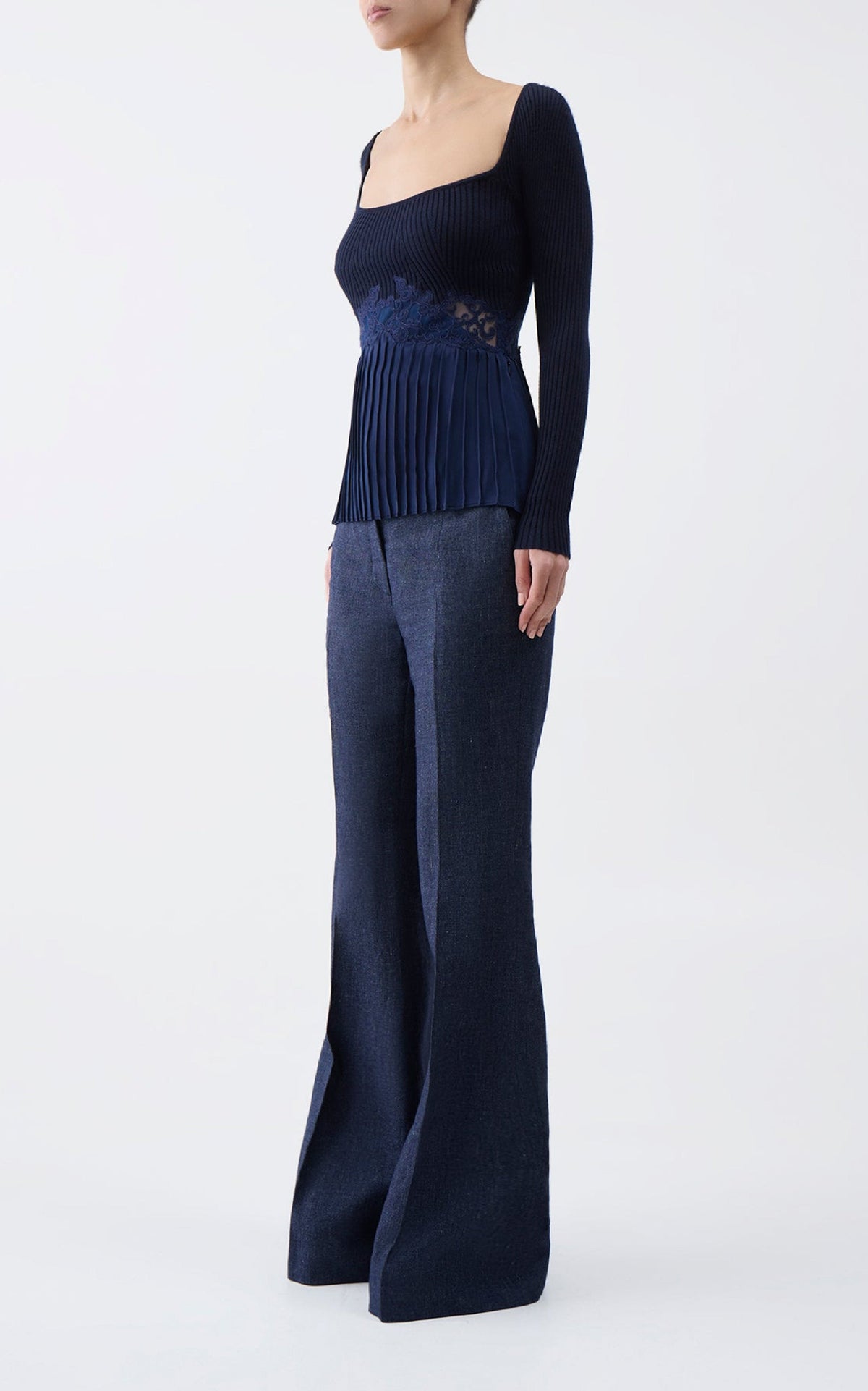 Navy / Top Fini en soie - Navy