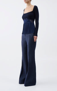 Navy / Top Fini en soie - Navy