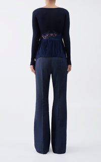 Navy / Top Fini en soie - Navy