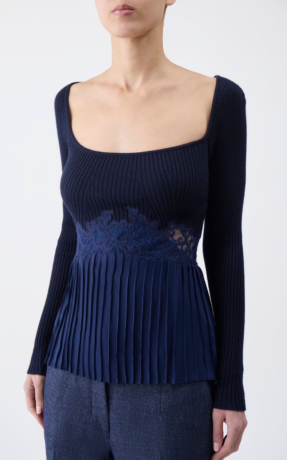 Navy / Top Fini en soie - Navy