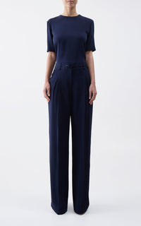 Navy / Pantalon Maura en soie - Navy