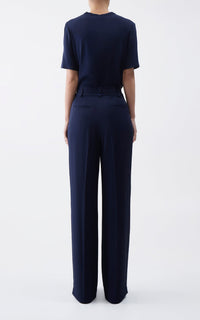 Maura Pant en bleu marine fluid soie crêpe