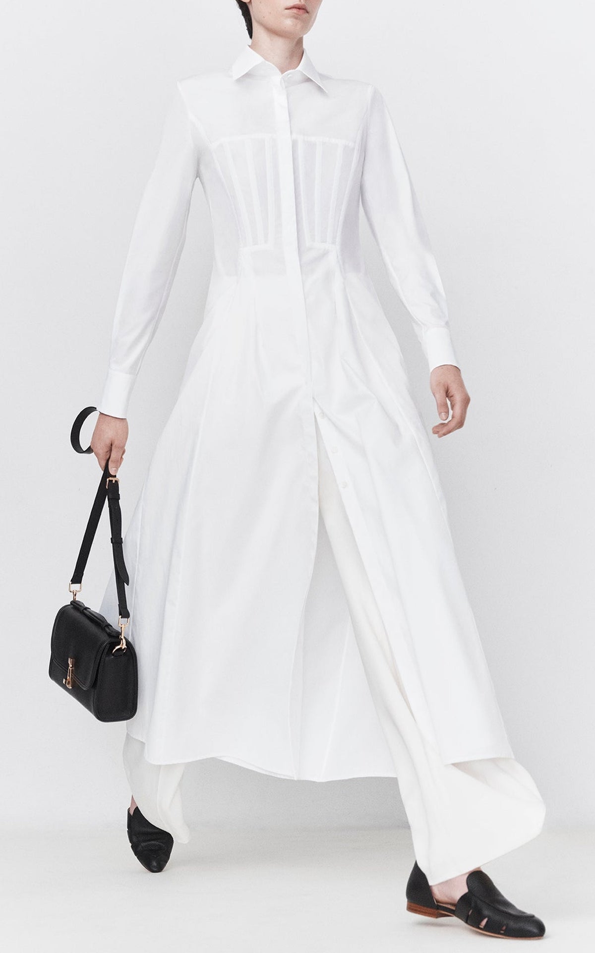 Eugene Dress en blanc coton Sea Island popeline