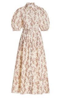 Maude Dress en ivoire / multicolore sea lavender imprimé laine