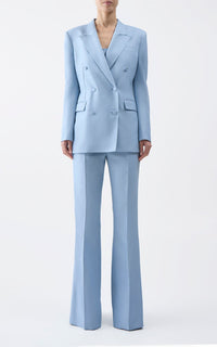 Stone Blue / Veste blazer Gavin en soie et laine - Stone Blue