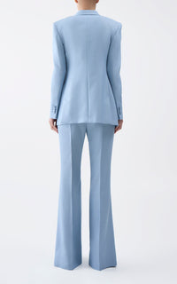 Gavin Blazer en stone bleu laine soie hopsack drap de costume