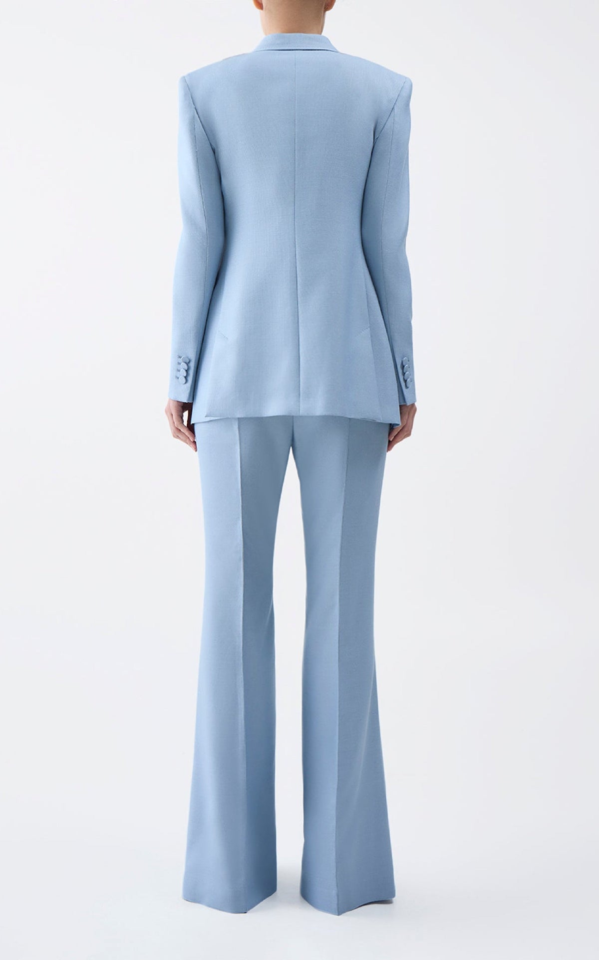 Gavin Blazer en stone bleu laine soie hopsack drap de costume