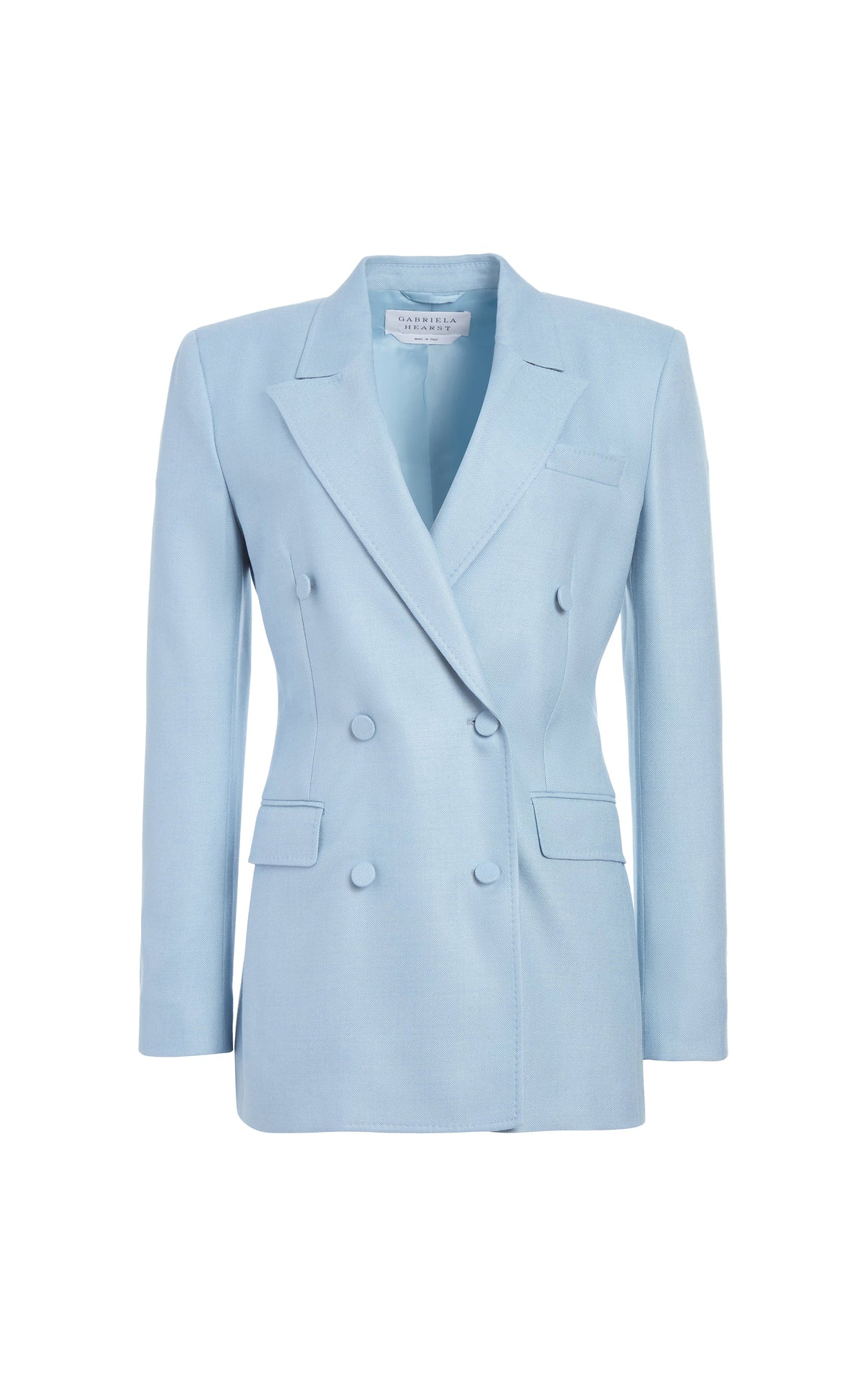 Gavin Blazer en stone bleu laine soie hopsack drap de costume