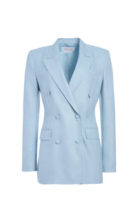 Gavin Silk and Wool Blazer Jacket - Stone Blue