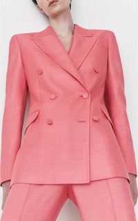 Gavin Blazer en watermelon laine soie hopsack drap de costume